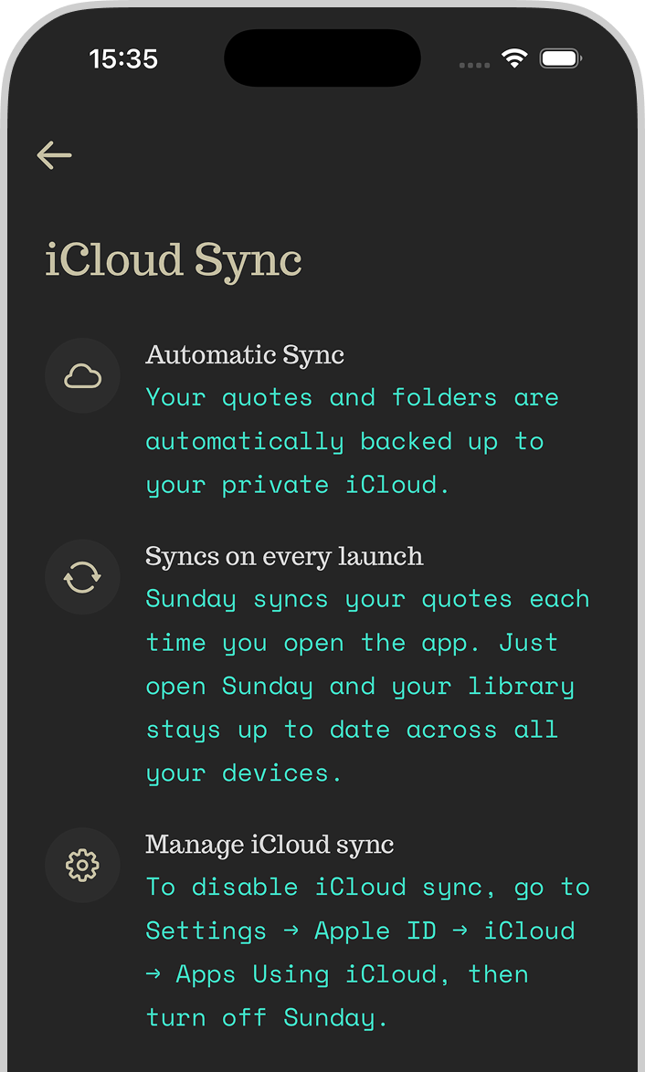 Seamless iCloud sync interface mockup